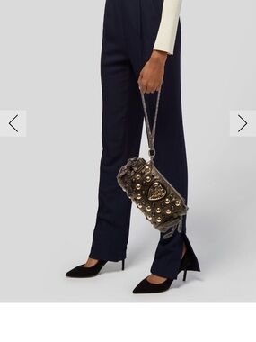 Gucci Metallic Bronze Studded Wristlet Clutch